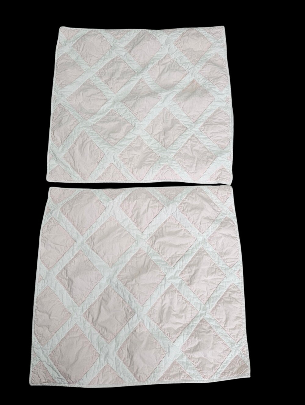 Serena & Lily Pink White Diamond Quilted Cotton Euro Pillow Shams 26x26 Kids